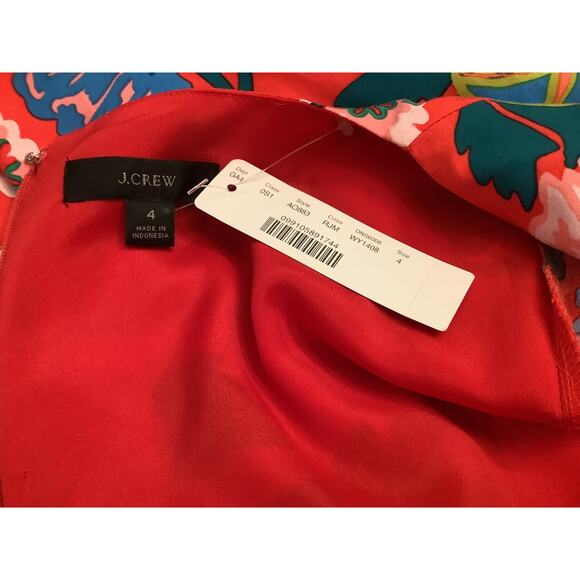 J. CREW DEEP V NECK FLORAL PRINT LIGHT WEGHT LONG SLEEVE DRESS 4 NWT - Picture 6 of 8